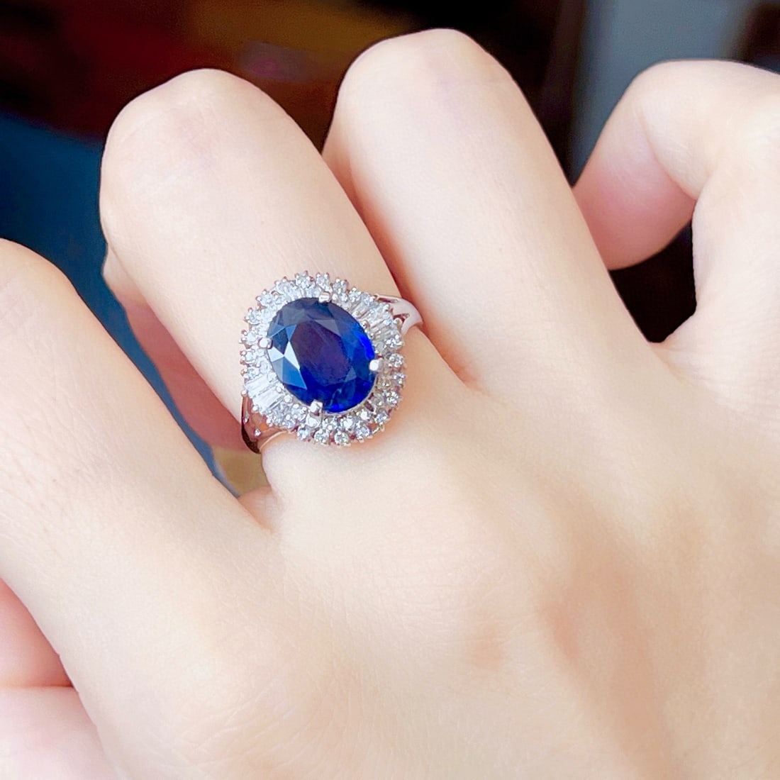 14k Gold 4.05 Ctw Natural Sapphire & Diamond Ring - 5