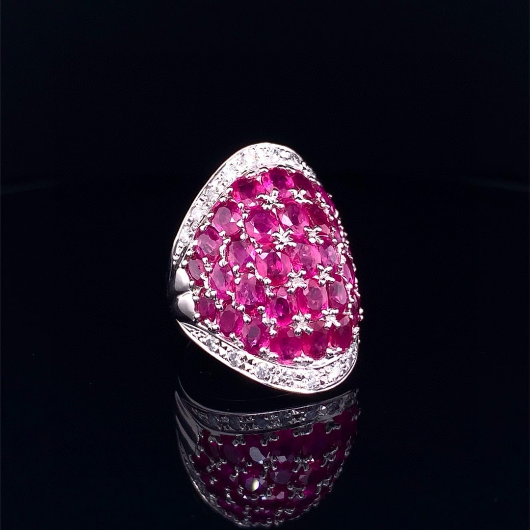 14k Gold 7.62 Ctw Natural Ruby & Diamond Ring - 3