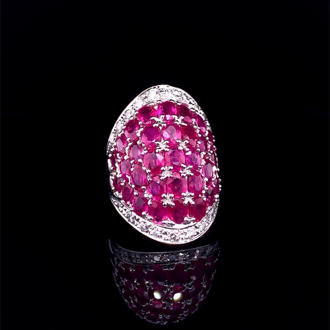 14k Gold 7.62 Ctw Natural Ruby & Diamond Ring - 4