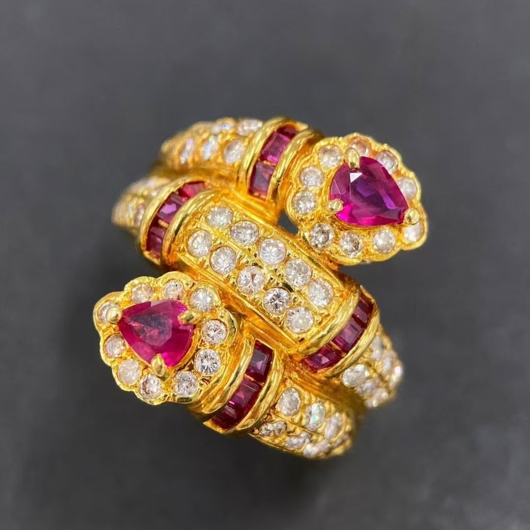 14k Gold 2.24 Ctw Natural Ruby & Diamond Ring - 2