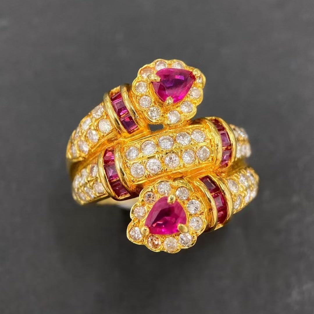14k Gold 2.24 Ctw Natural Ruby & Diamond Ring - 4