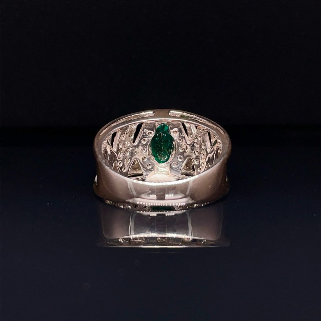 14k Gold 1.81 Ctw Vivid Green Natural Emerald & Diamond Ring - 3