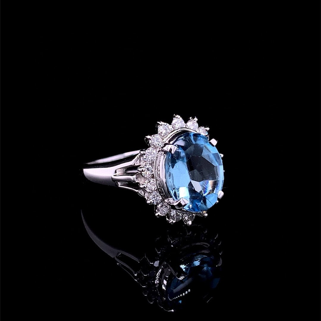 14k Gold 2.45 Ctw Natural Aquamarine & Diamond Ring - 2