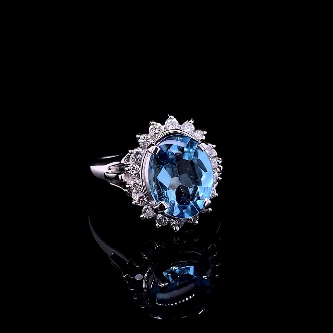 14k Gold 2.45 Ctw Natural Aquamarine & Diamond Ring - 3