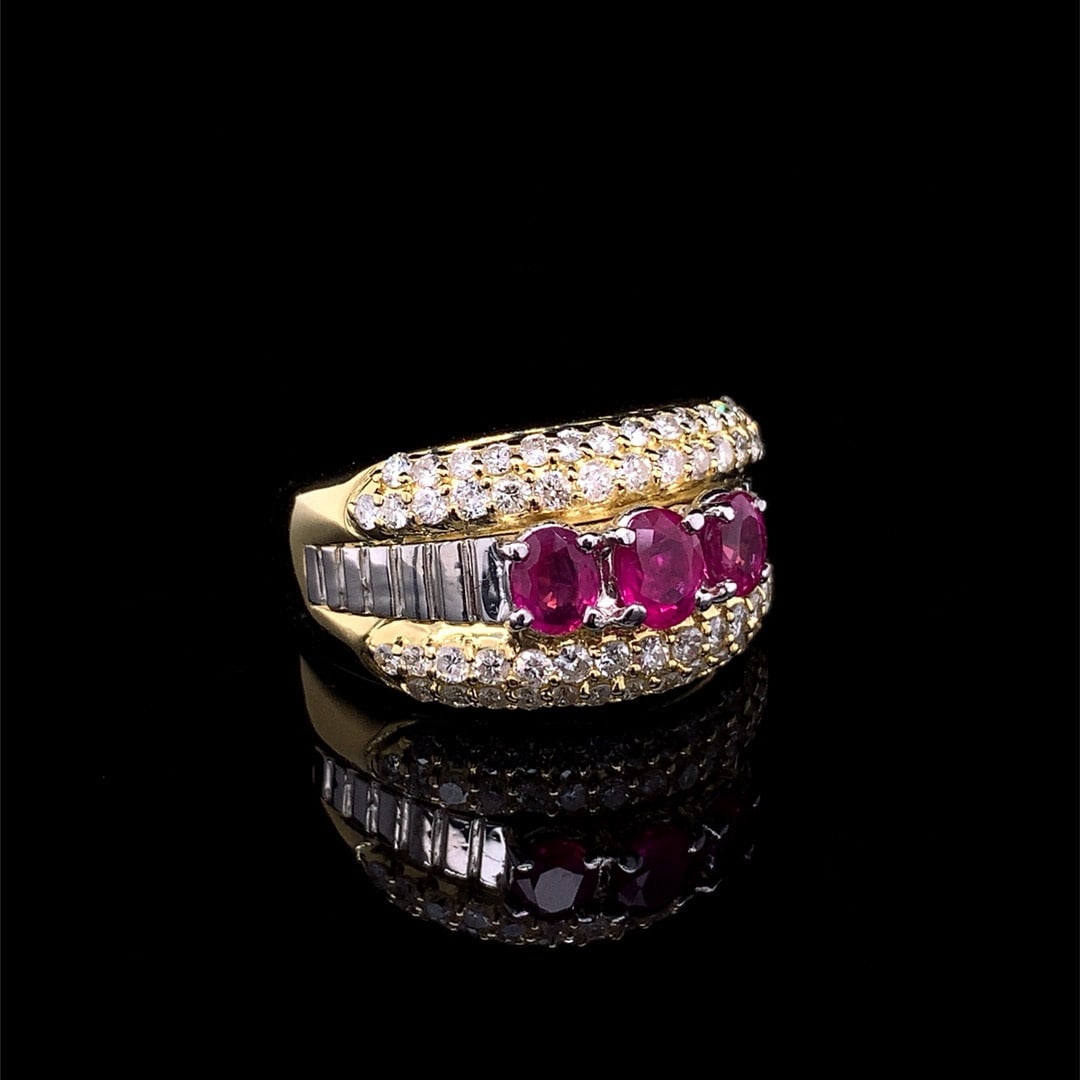 14k Gold 2.29 Ctw Natural Ruby & Diamond Ring - 2