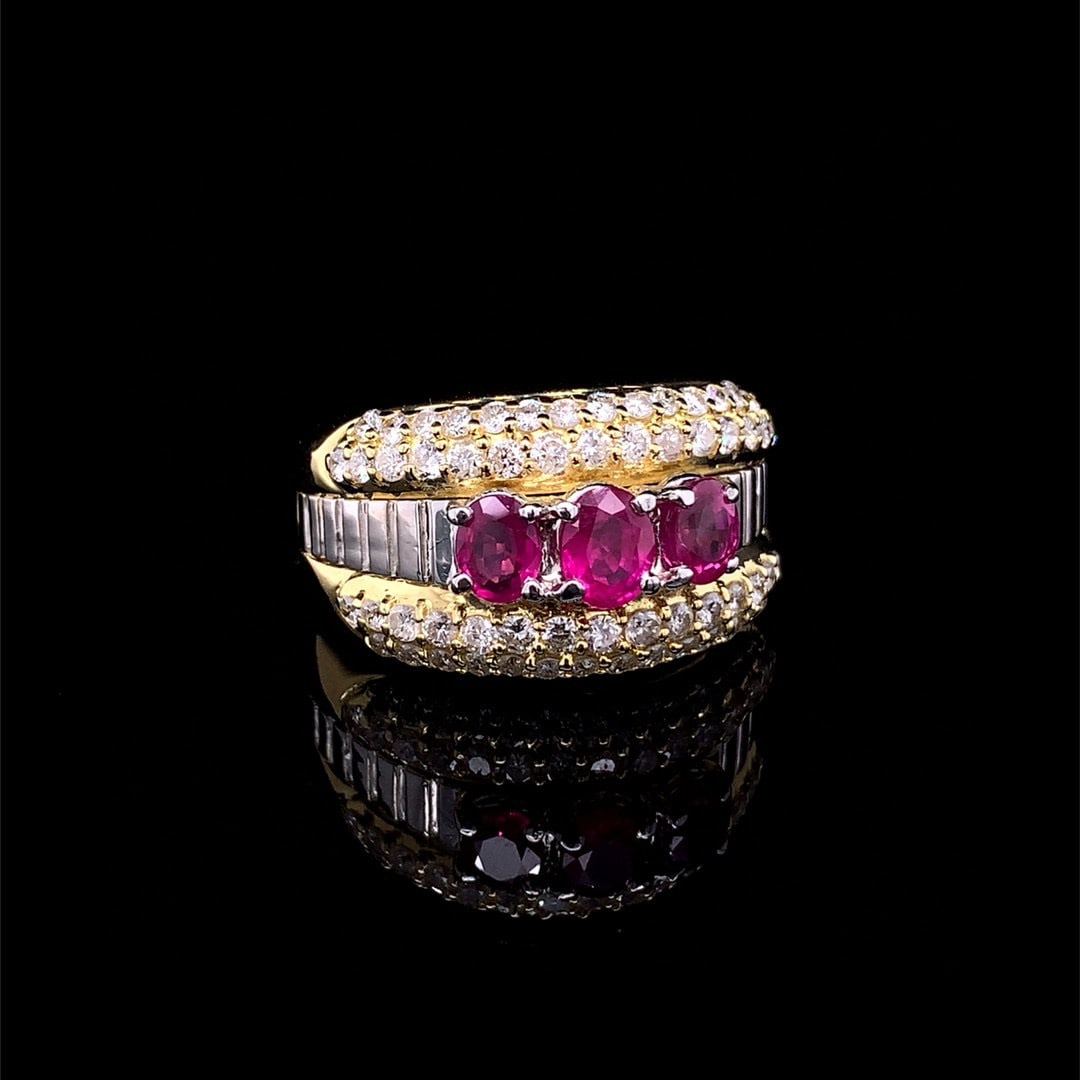 14k Gold 2.29 Ctw Natural Ruby & Diamond Ring - 3