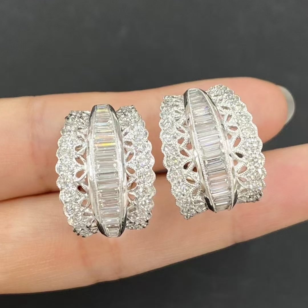 14k Gold 1.18 Ct Natural H Diamond Earrings - 4