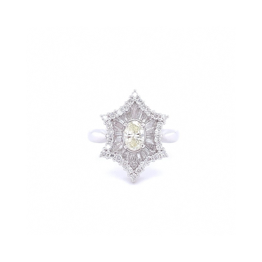 14k Gold 1.14 Ctw Natural H Diamond Ring: Ref:230992085 // gold content:14k gold // ring size:7. 25us // // main gemstone:diamond // shape:oval // carat weight:0. 42ct // clarity grade:vs-si // color:h // treatment:natural // // adjacent
