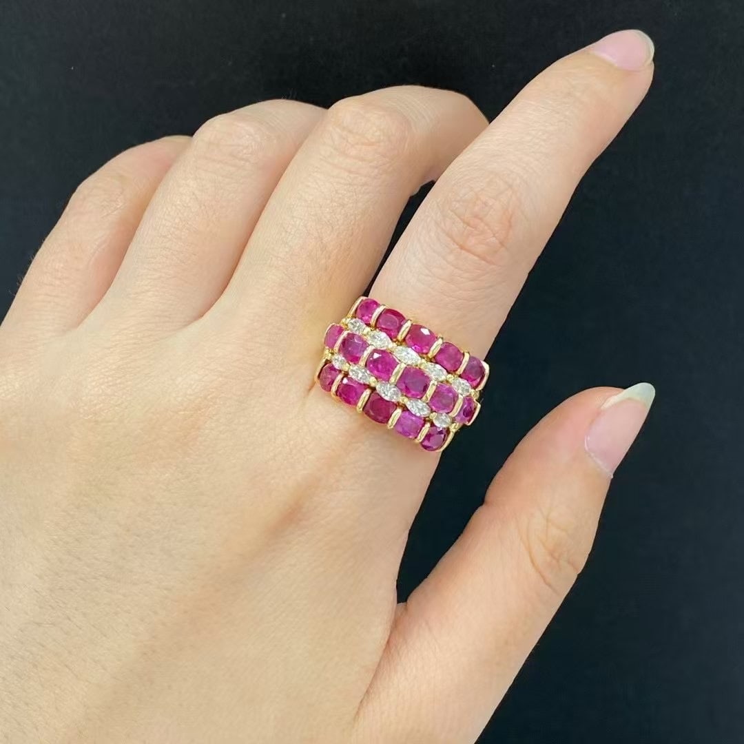 14k Gold 5.43 Ctw Natural Ruby & Diamond Ring - 2