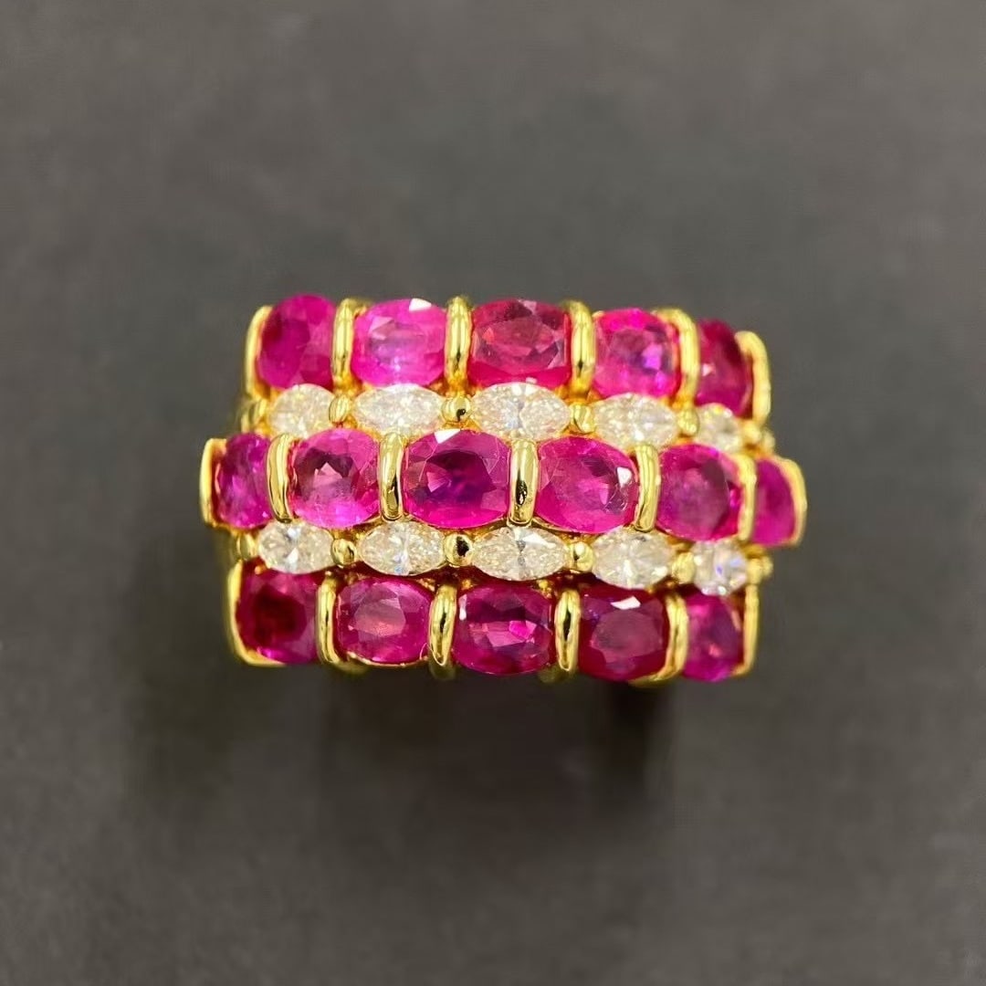 14k Gold 5.43 Ctw Natural Ruby & Diamond Ring - 3