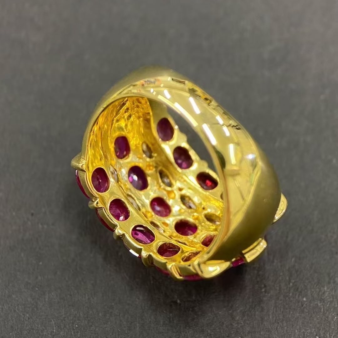 14k Gold 5.43 Ctw Natural Ruby & Diamond Ring - 4