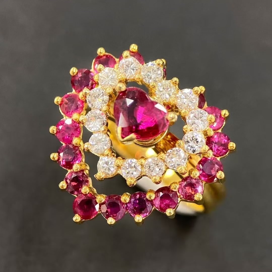 14k Gold 2.69 Ctw Natural Ruby & Ruby Ring (1 of 6)