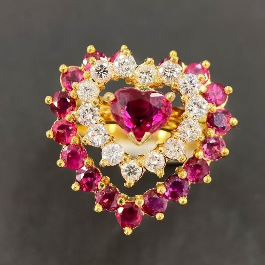 14k Gold 2.69 Ctw Natural Ruby & Ruby Ring - 2
