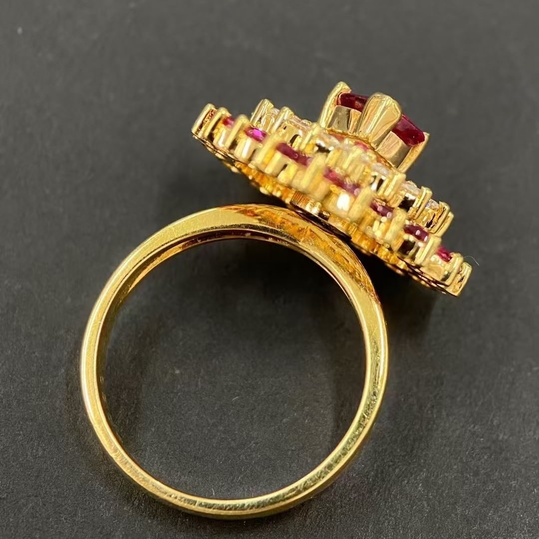 14k Gold 2.69 Ctw Natural Ruby & Ruby Ring - 3