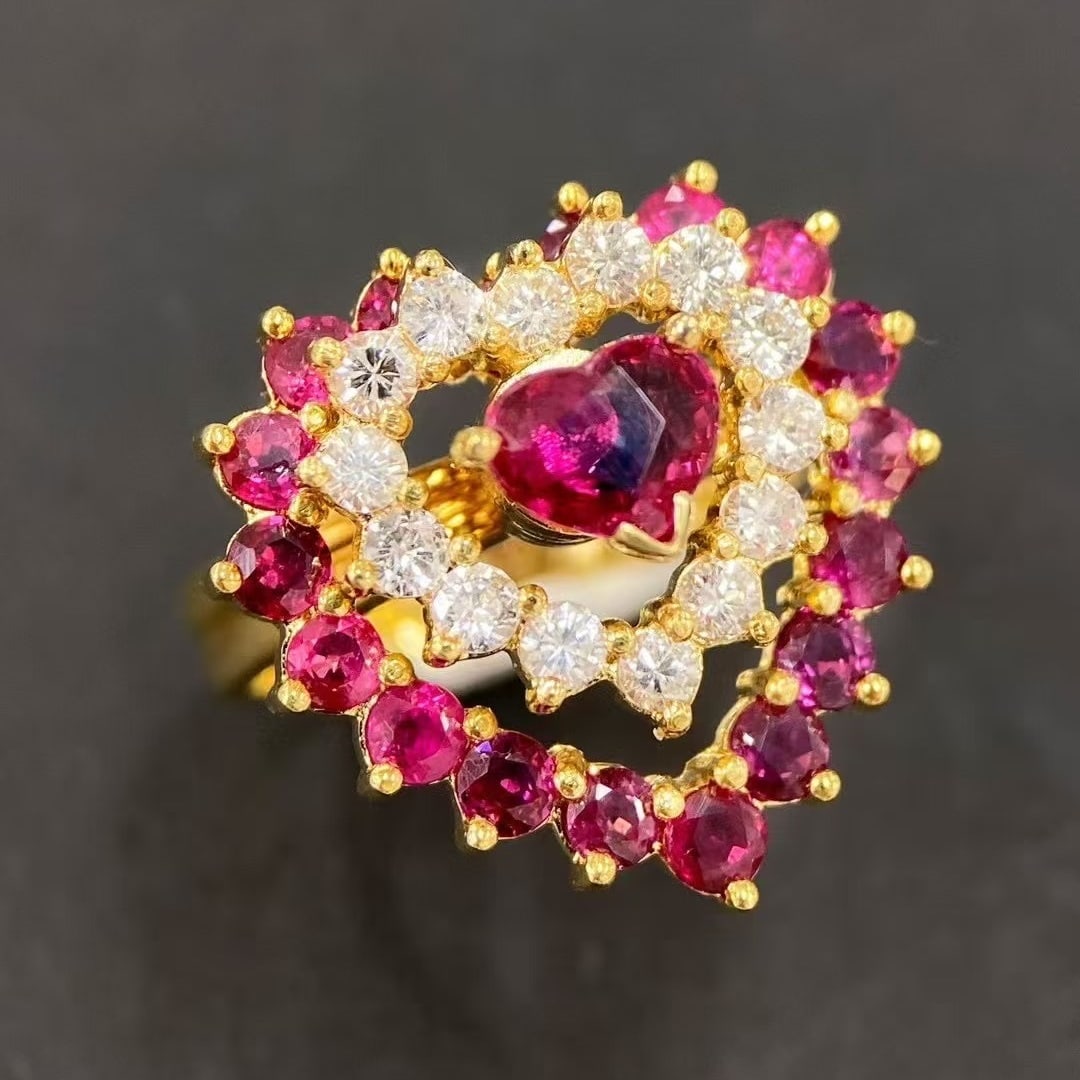 14k Gold 2.69 Ctw Natural Ruby & Ruby Ring - 5
