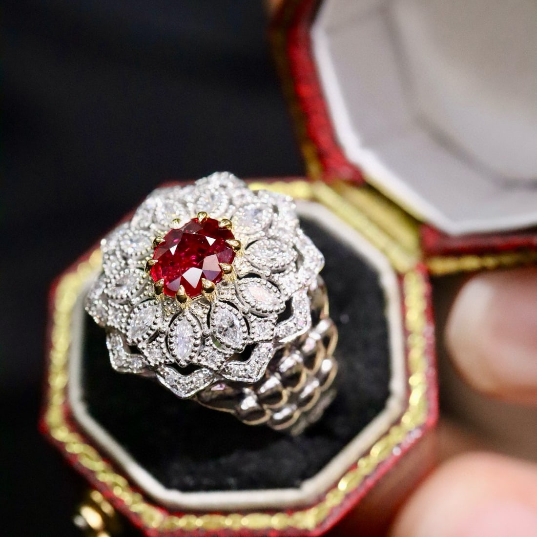 14k Gold 1.10 Ctw Natural Ruby & Diamond Ring - 2