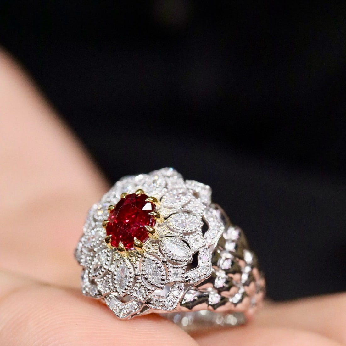 14k Gold 1.10 Ctw Natural Ruby & Diamond Ring - 4