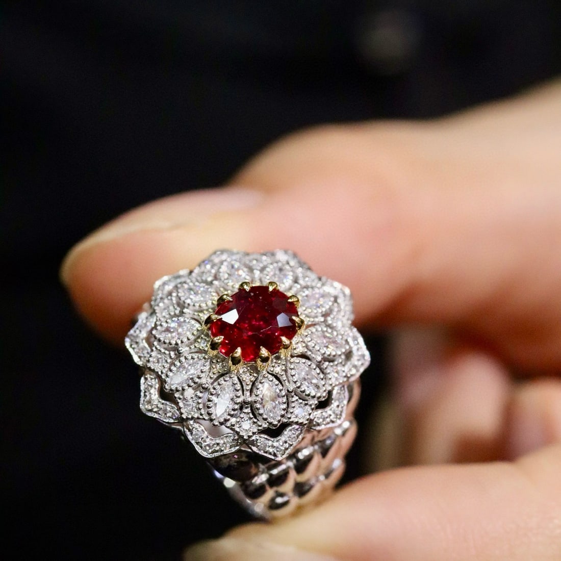 14k Gold 1.10 Ctw Natural Ruby & Diamond Ring - 5