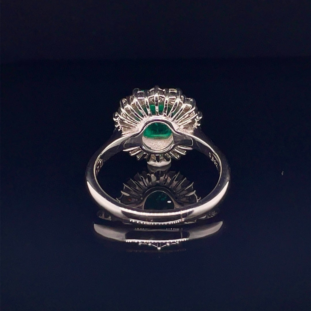 14k Gold 2.22 Ctw Vivid Green Natural Emerald & Diamond Ring - 3