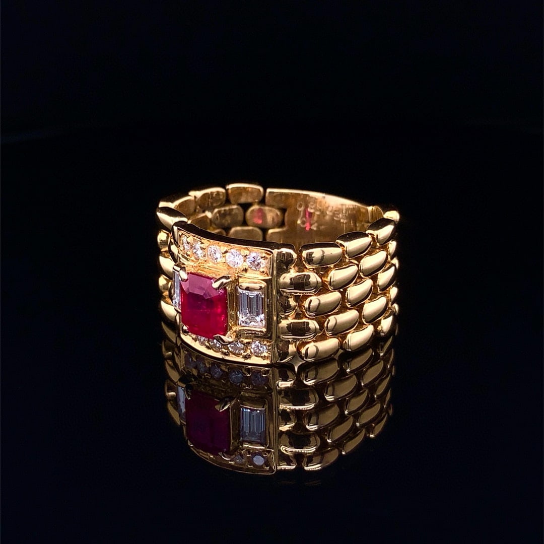14k Gold 1.41 Ctw Natural Ruby & Diamond Ring - 2