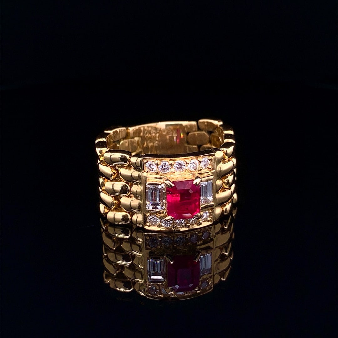 14k Gold 1.41 Ctw Natural Ruby & Diamond Ring - 4