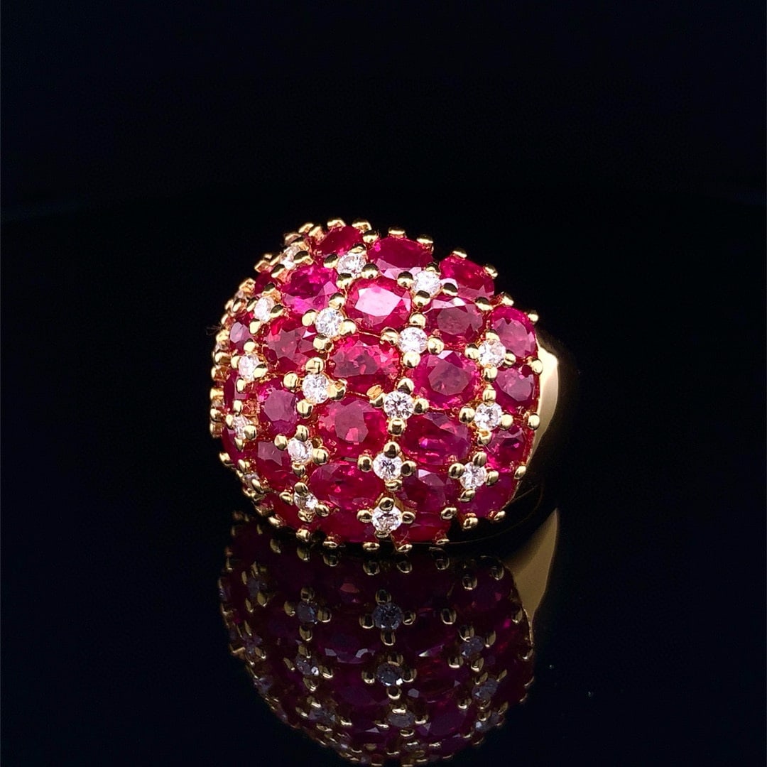 14k Gold 9.46 Ctw Natural Ruby & Diamond Ring - 2