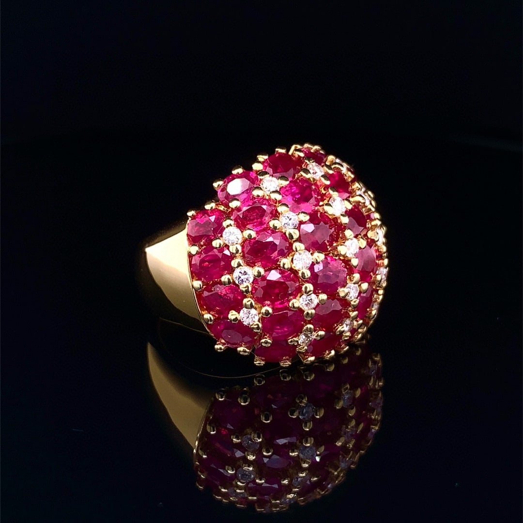 14k Gold 9.46 Ctw Natural Ruby & Diamond Ring - 3