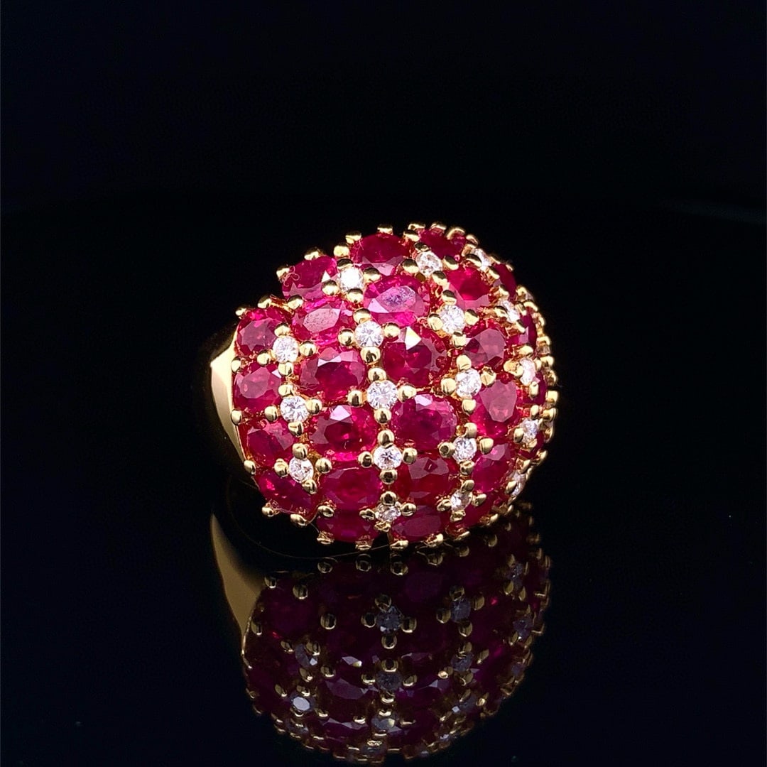 14k Gold 9.46 Ctw Natural Ruby & Diamond Ring - 4