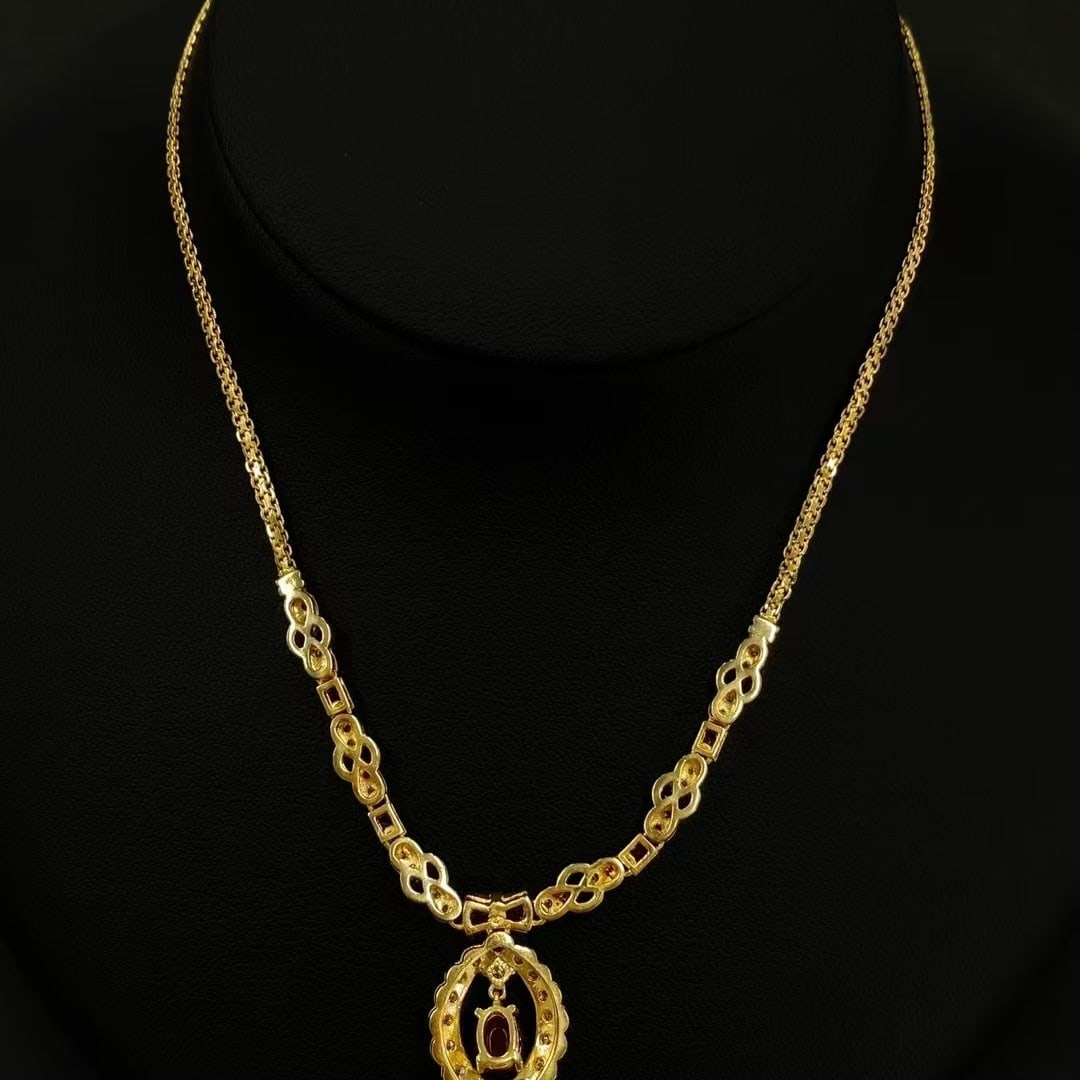 14k Gold 1.77 Ctw Natural Ruby & Diamond Necklace - 2