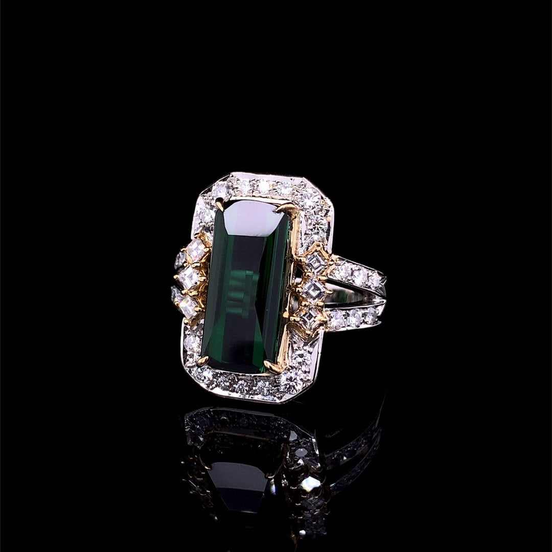 14k Gold 6.36 Ctw Natural Tourmaline & Diamond Ring - 2