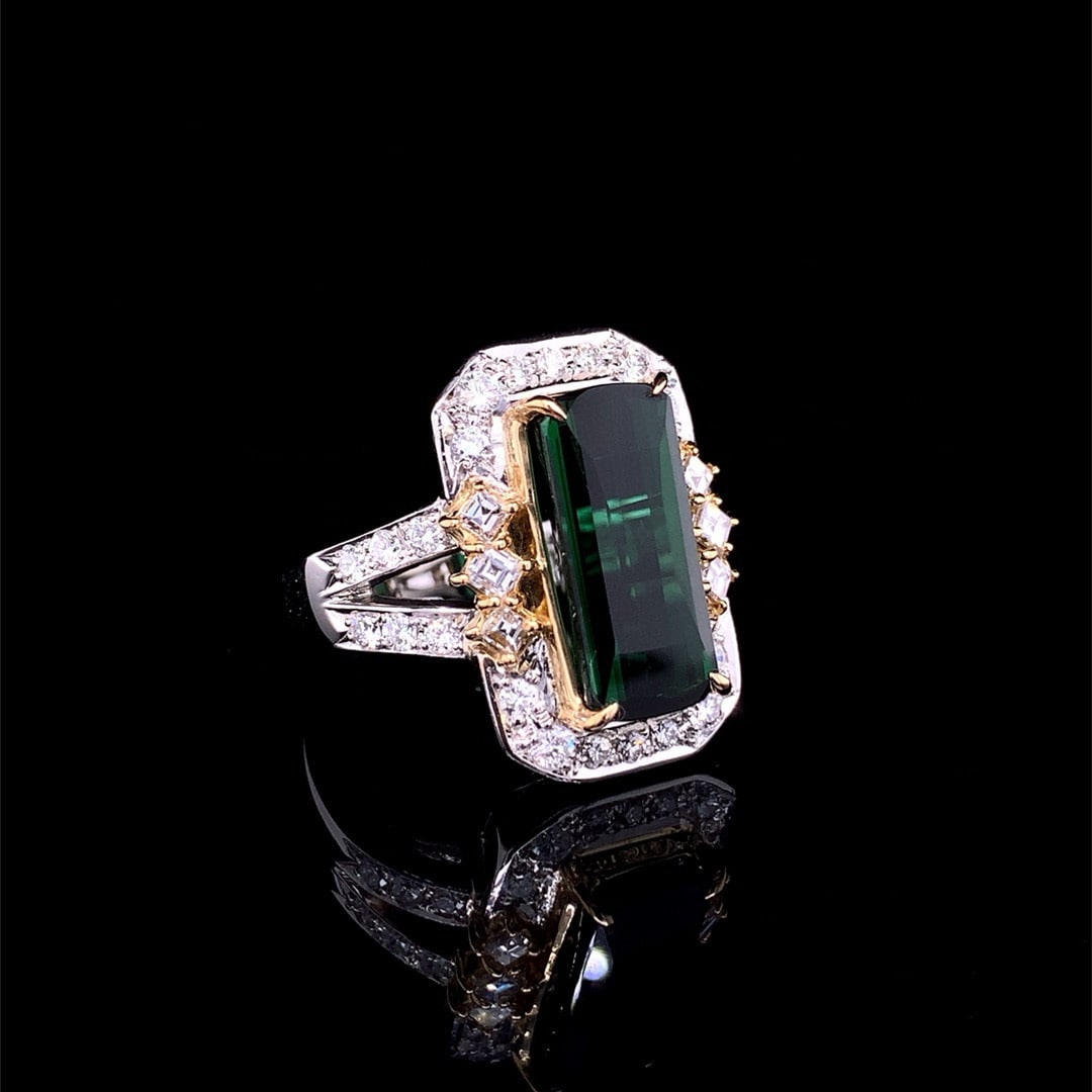 14k Gold 6.36 Ctw Natural Tourmaline & Diamond Ring - 3