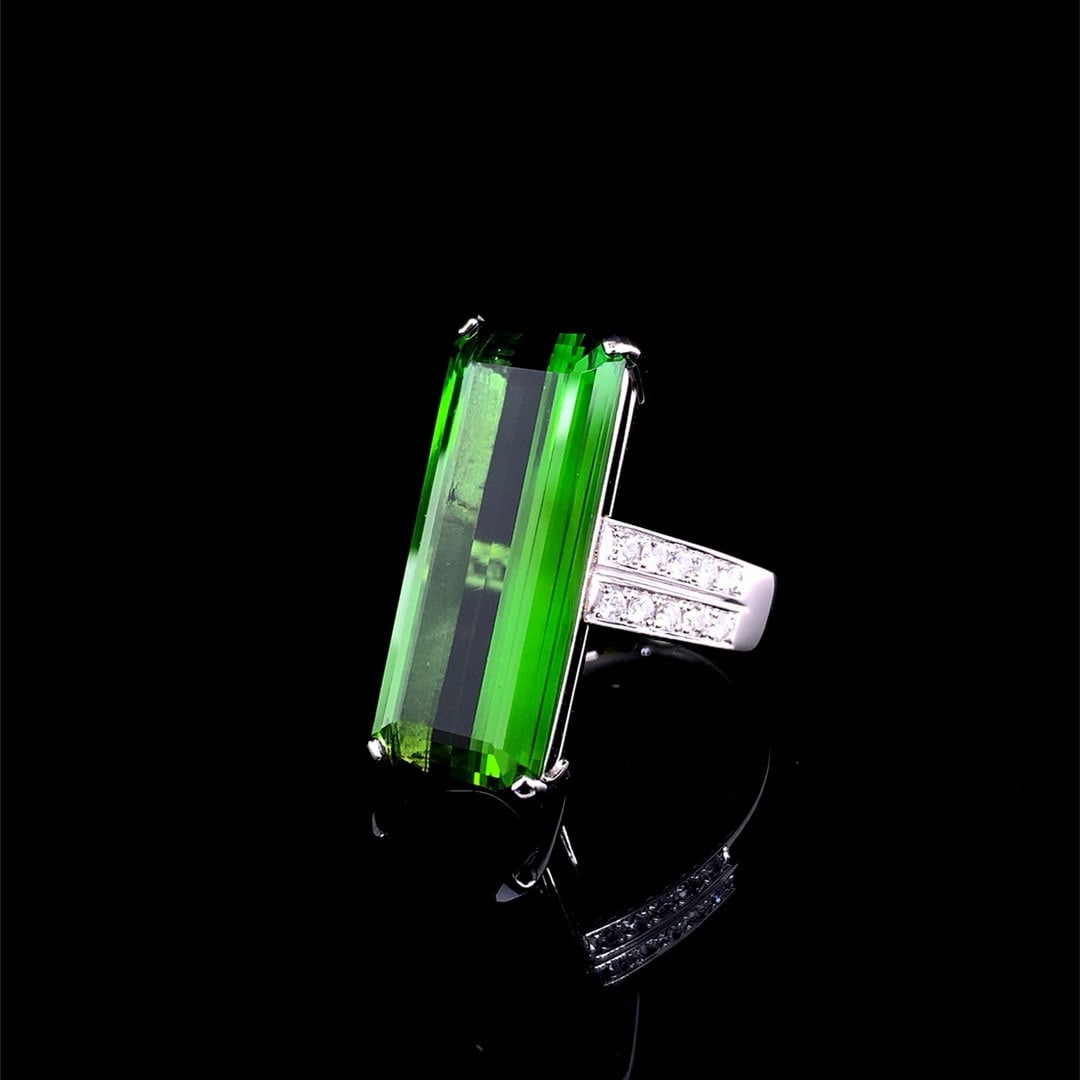 14k Gold 14.86 Ctw Natural Tourmaline & Diamond Ring - 2
