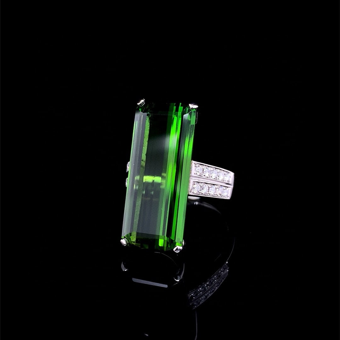 14k Gold 14.86 Ctw Natural Tourmaline & Diamond Ring - 3