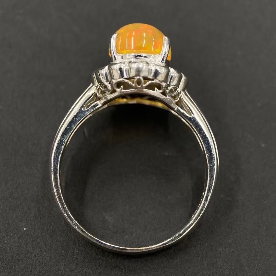 14k Gold 2.81 Ctw Natural Opal & Diamond Ring - 2