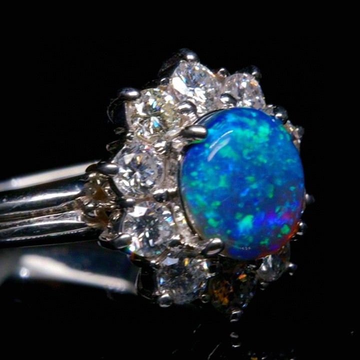 14k Gold 1.81 Ctw Natural Opal & Diamond Ring - 2