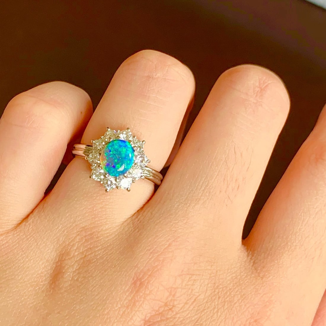 14k Gold 1.81 Ctw Natural Opal & Diamond Ring - 5