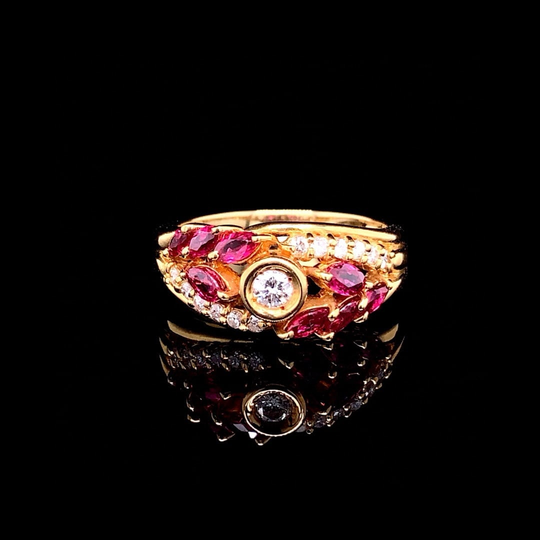14k Gold 1.00 Ctw Natural Ruby & Diamond Ring (1 of 4)