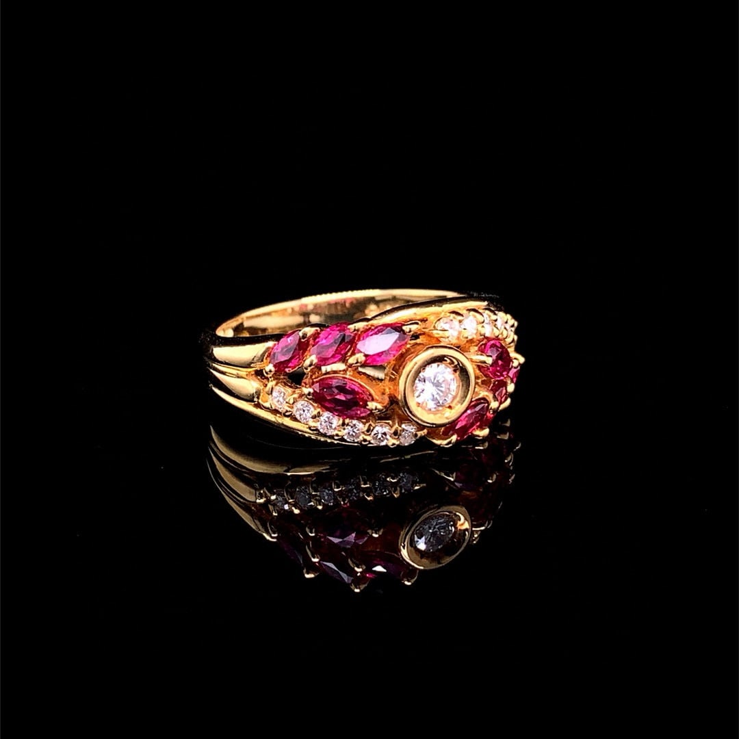 14k Gold 1.00 Ctw Natural Ruby & Diamond Ring - 2