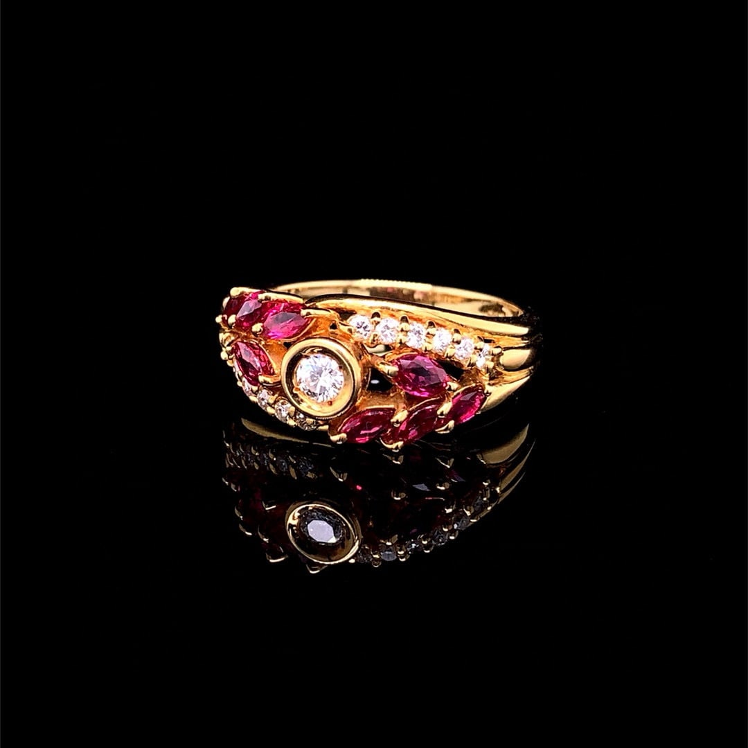 14k Gold 1.00 Ctw Natural Ruby & Diamond Ring - 4