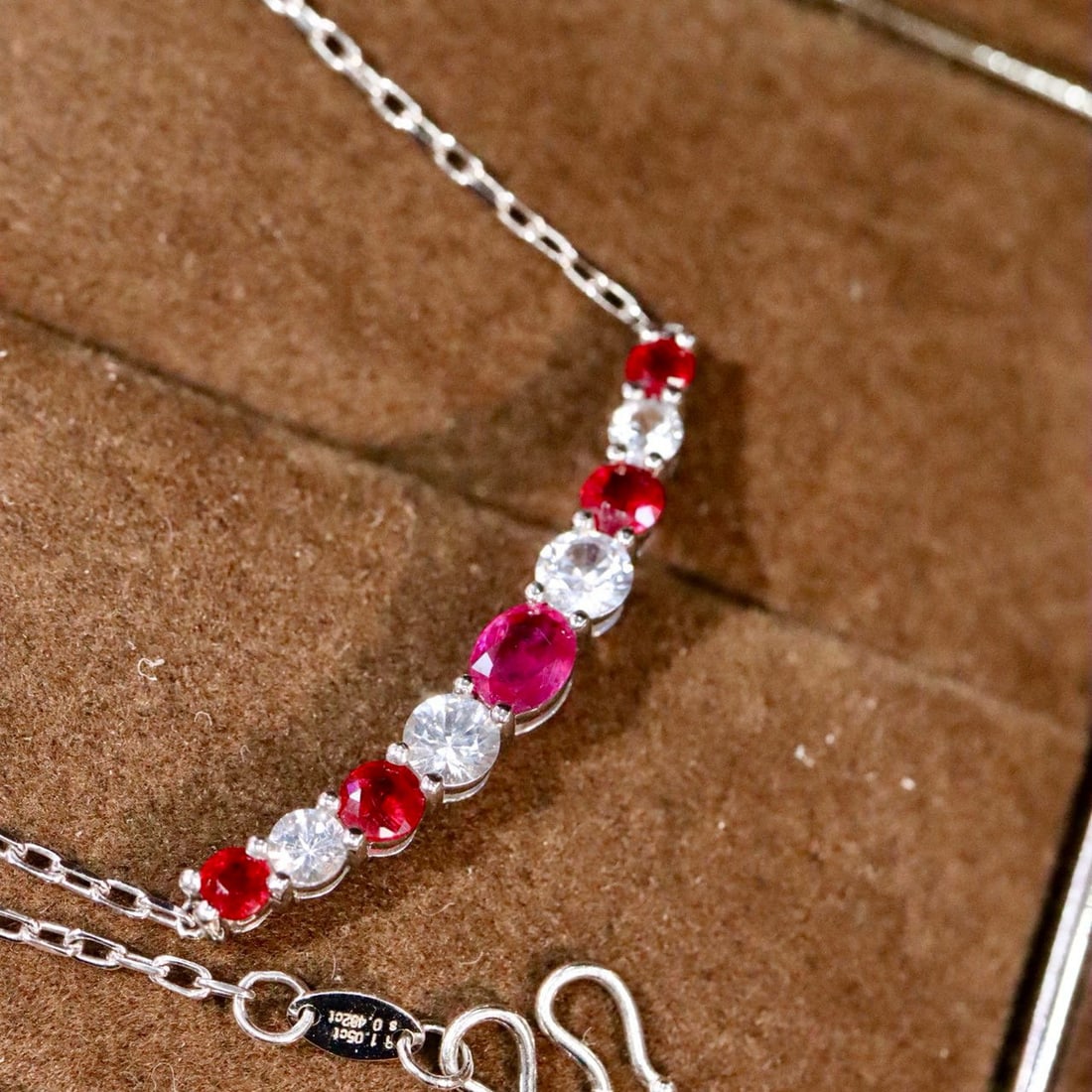 14k Gold 1.64 Ctw Natural Ruby & Sapphire Necklace - 2