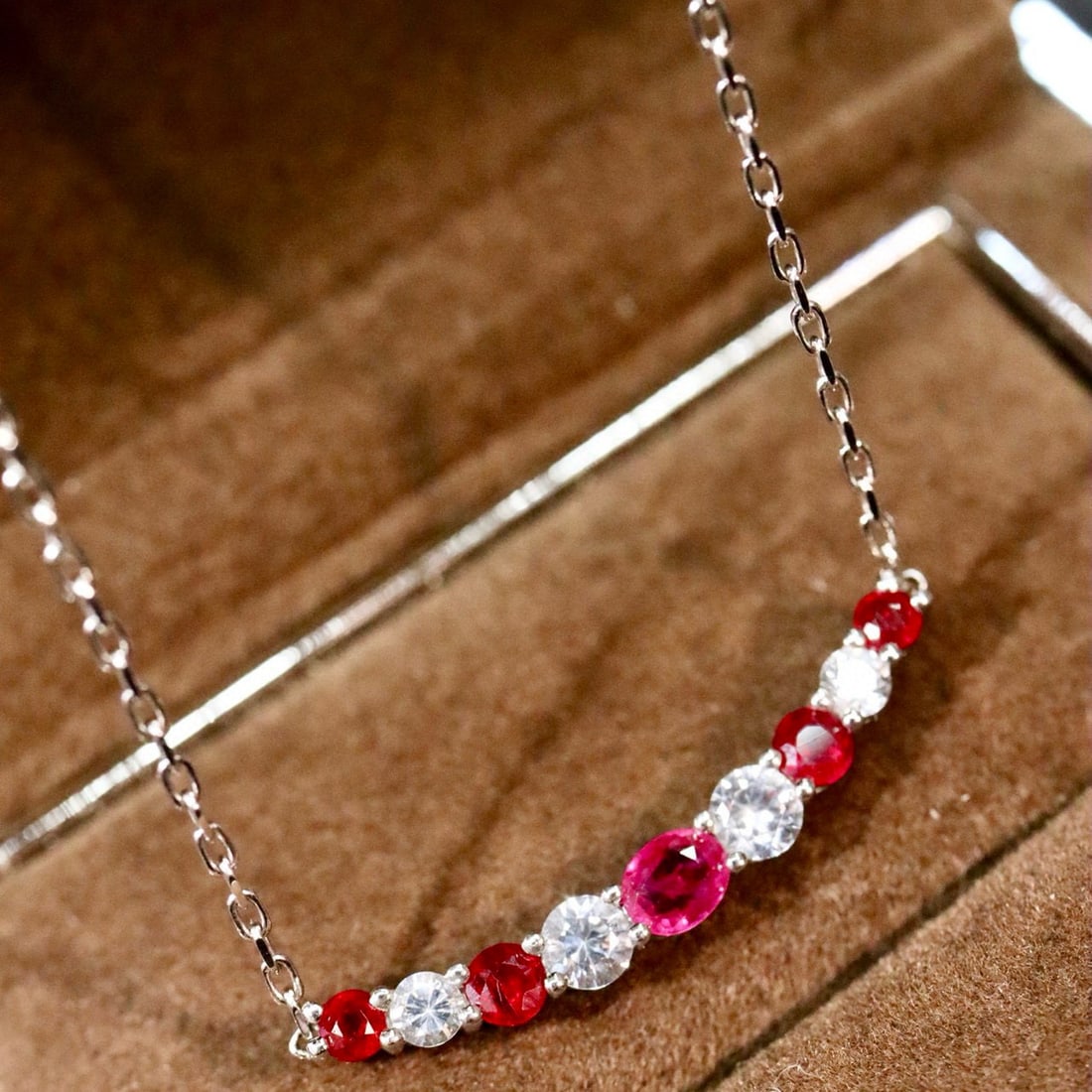 14k Gold 1.64 Ctw Natural Ruby & Sapphire Necklace - 3