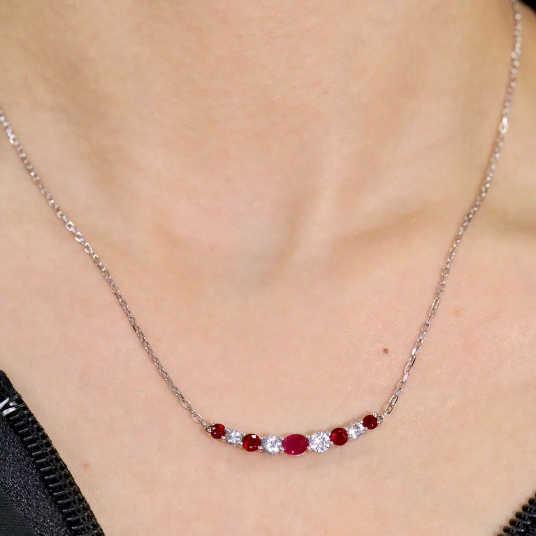 14k Gold 1.64 Ctw Natural Ruby & Sapphire Necklace - 5