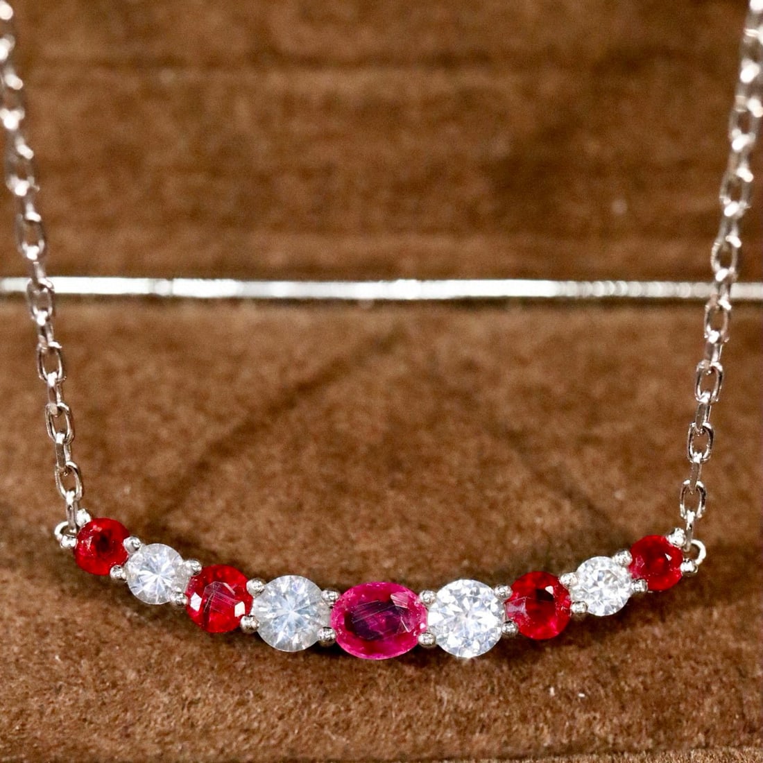 14k Gold 1.64 Ctw Natural Ruby & Sapphire Necklace - 6