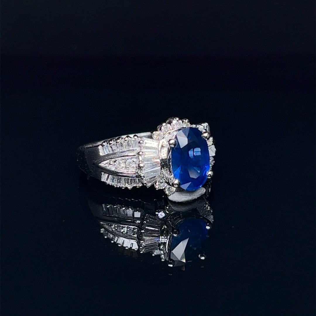 14k Gold 2.89 Ctw Natural Sapphire & Diamond Ring - 2