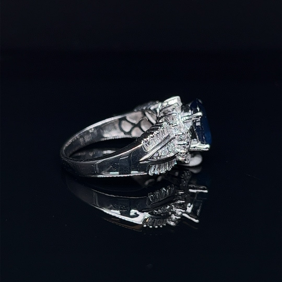 14k Gold 2.89 Ctw Natural Sapphire & Diamond Ring - 3