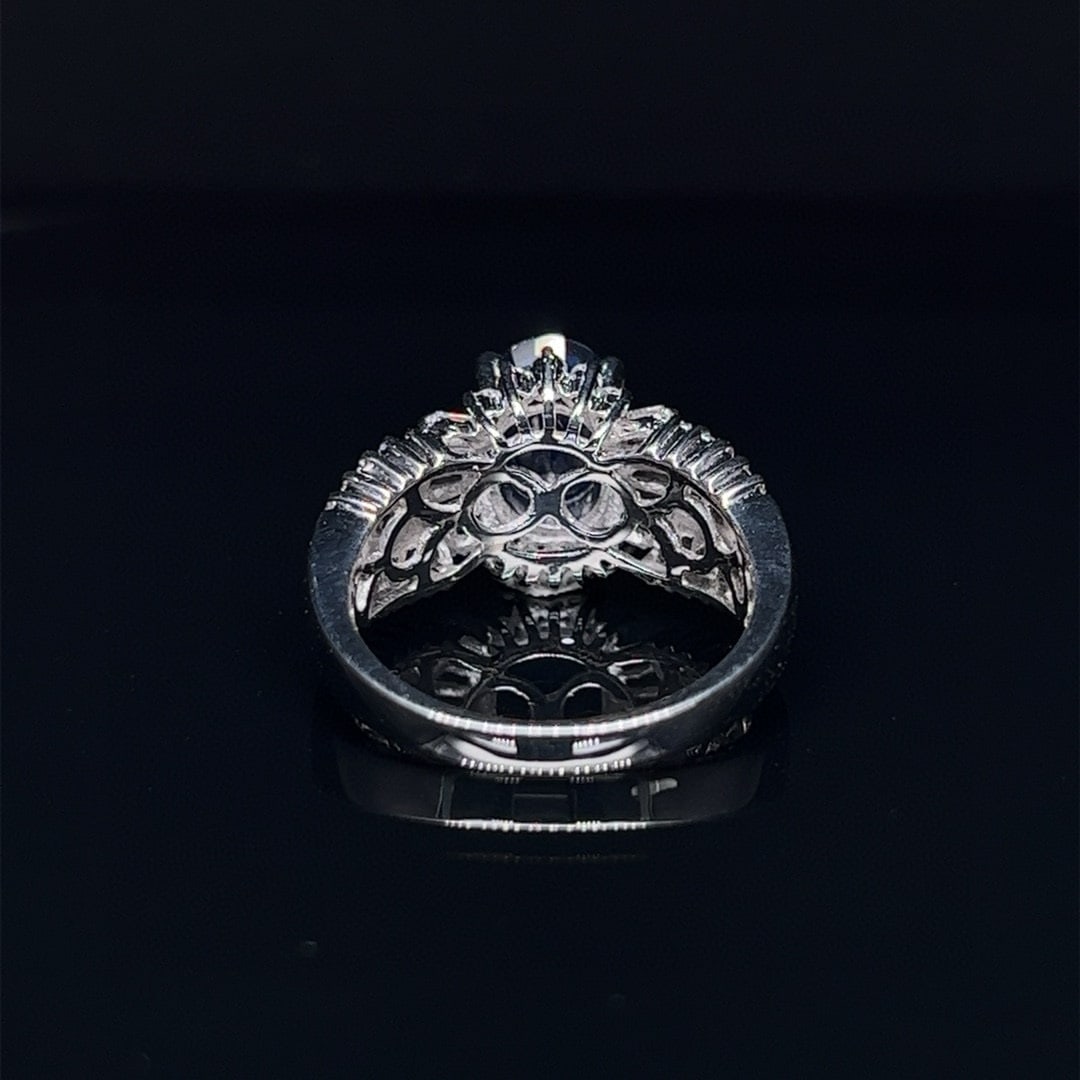 14k Gold 2.89 Ctw Natural Sapphire & Diamond Ring - 4