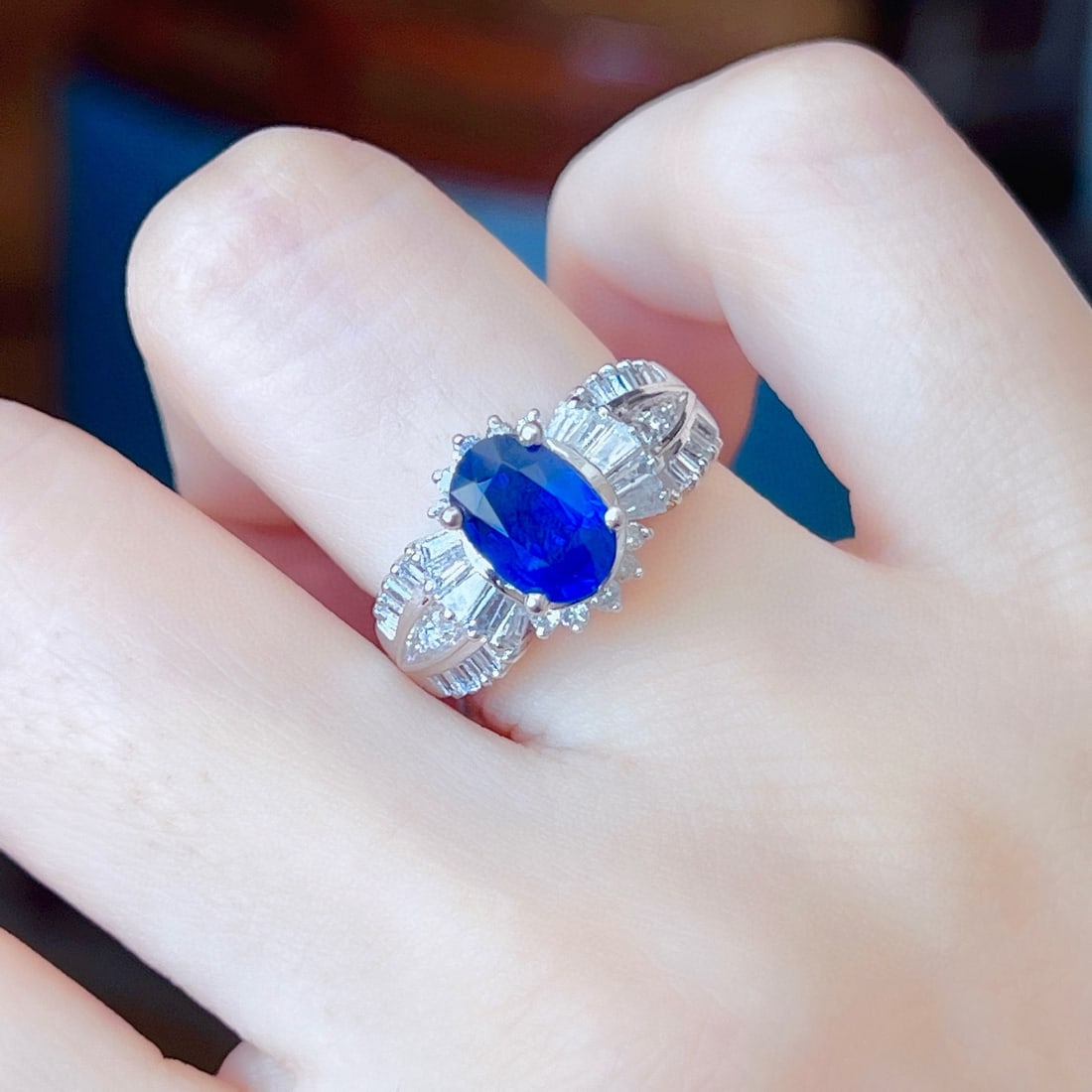 14k Gold 2.89 Ctw Natural Sapphire & Diamond Ring - 5