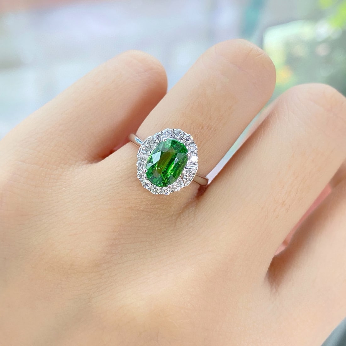 14k Gold 2.25 Ctw Natural Tsavorite & Diamond Ring - 3