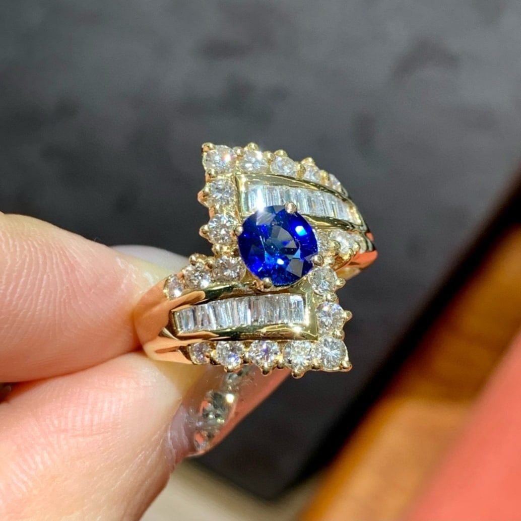 14k Gold 2.3 Ctw Natural Sapphire & Diamond Ring - 2