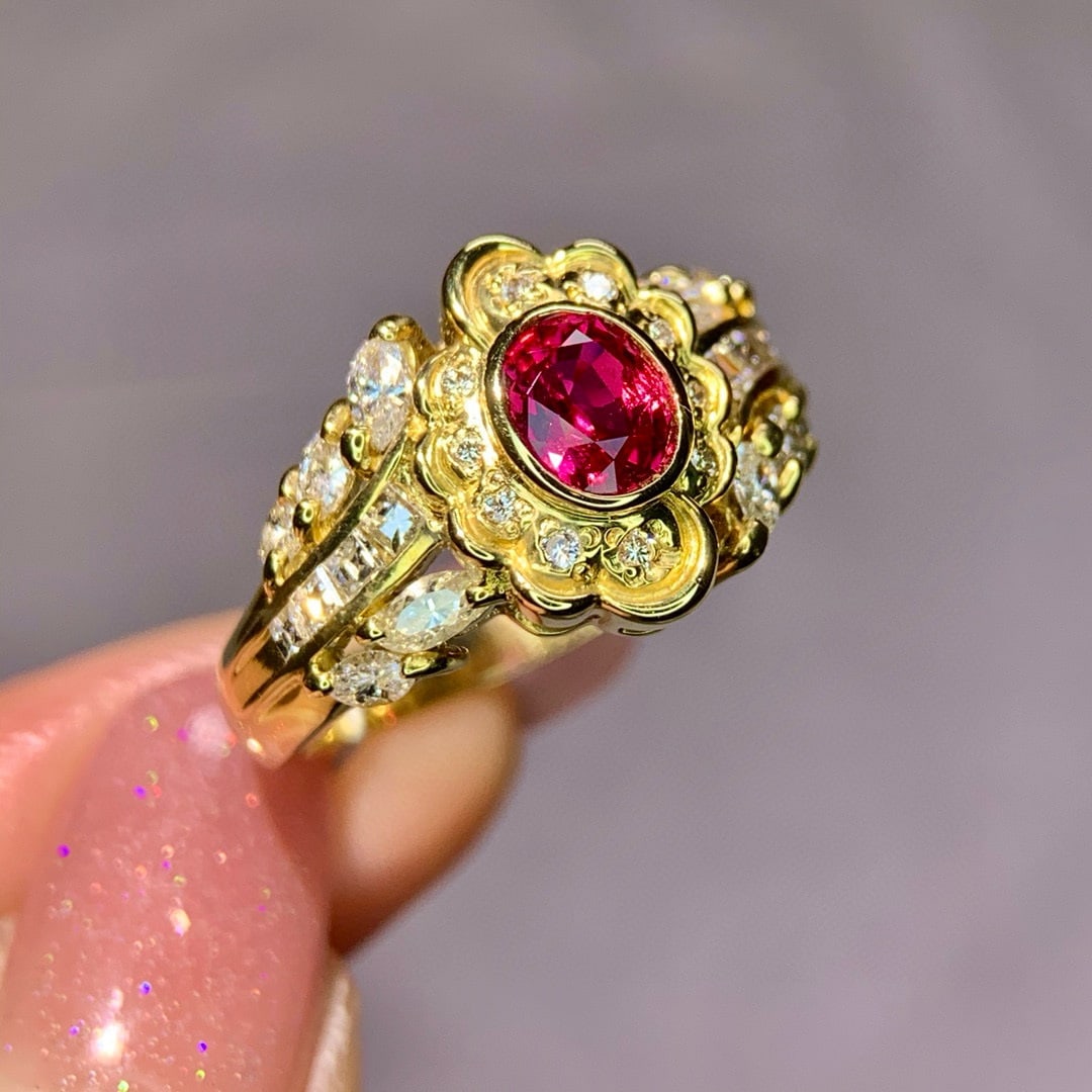 14k Gold 1.43 Ctw Natural Ruby & Diamond Ring - 2